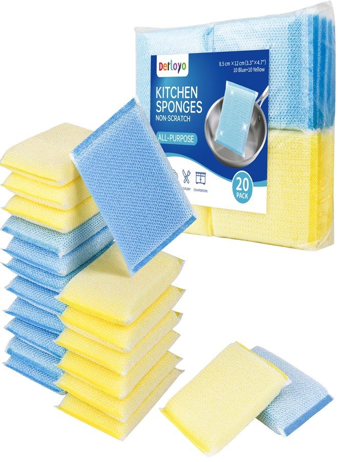 derloyo 20 Pack All-Purpose Kitchen Sponges, Non Scratch, for Washing and Cleaning Dishes, Non-Stick Cookware, Premium Scrubbers, Ideal for Kitchen, Bathroom - Image 1